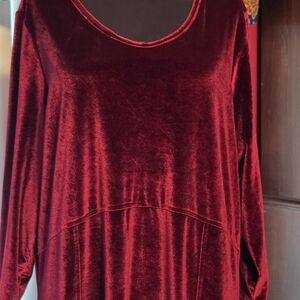 Norm Thompson Burgundy Velour 3/4 Sleeve Dress 1X